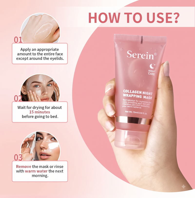 [Free! 2-Day Delivery] 2 Pieces Serein Collagen Overnight Wrapping Peel-Off Mask